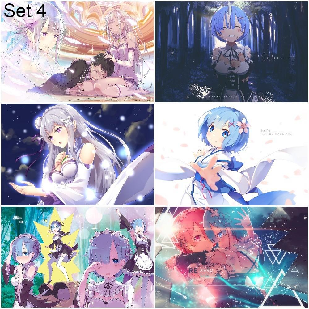 Bộ 6 Poster anime Re:Zero − Bắt đầu lại ở thế giới khác (1) (bóc dán) - A3,A4,A5