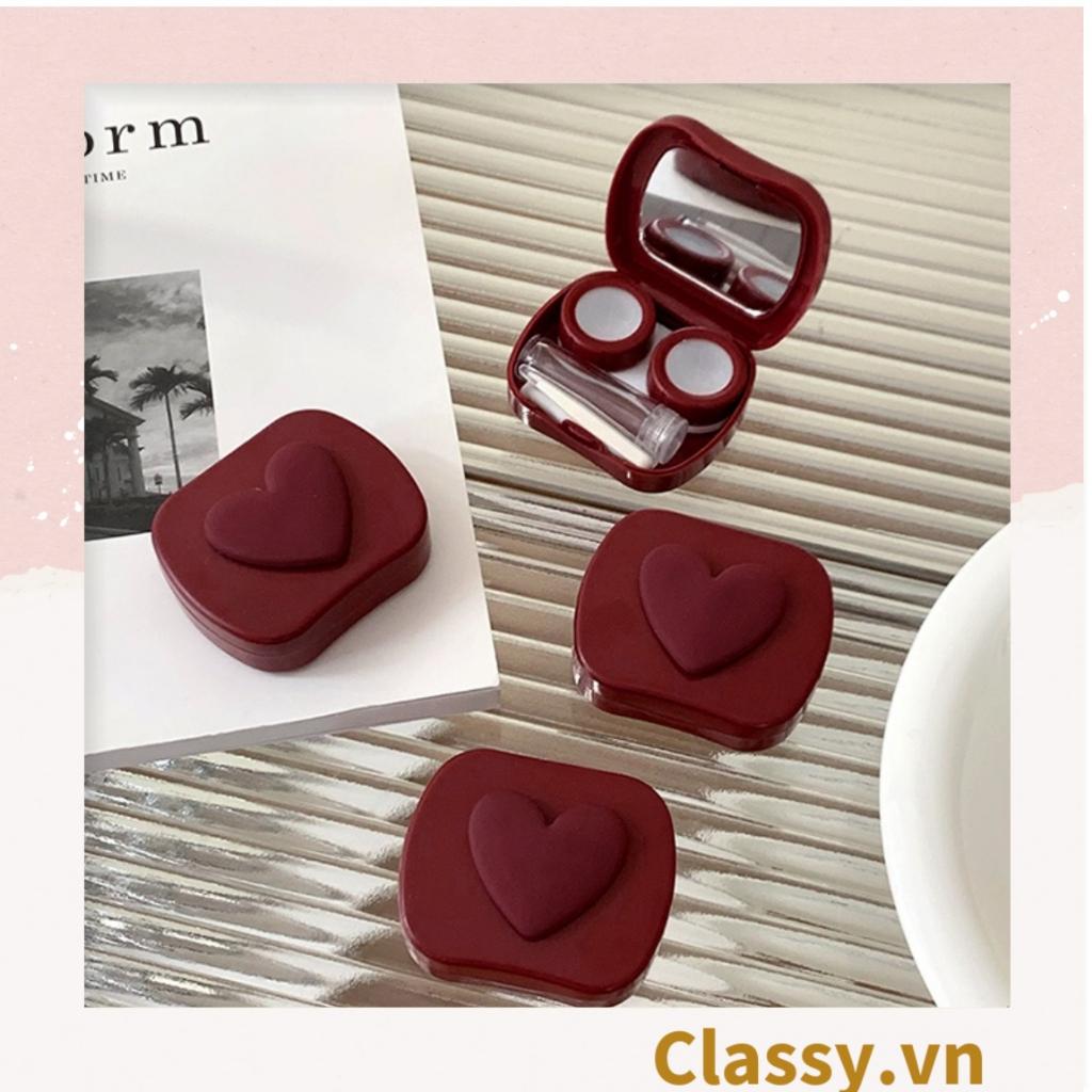 Hộp đựng kính áp tròng Classy tông màu pastel nhẹ nhàng, họa tiết trái tim PK1673 | Hộp đựng kính áp tròng