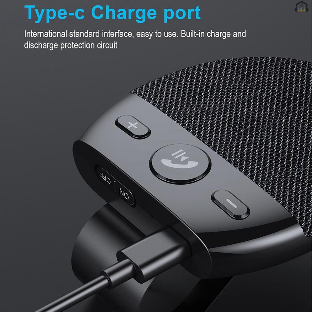 Loa bluetooth không dây có kẹp gắn xe hơi hỗ trợ gọi điện thoại rảnh tay rõ ràng và phụ kiện