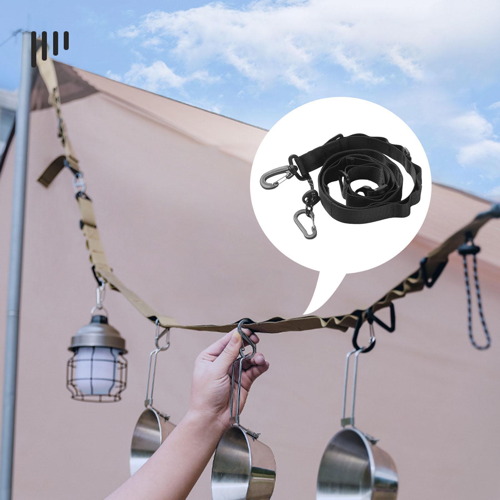 Outdoor Hanging Rope Storage Strap Daisy Chain Rope Camping Lanyard Hanger Black