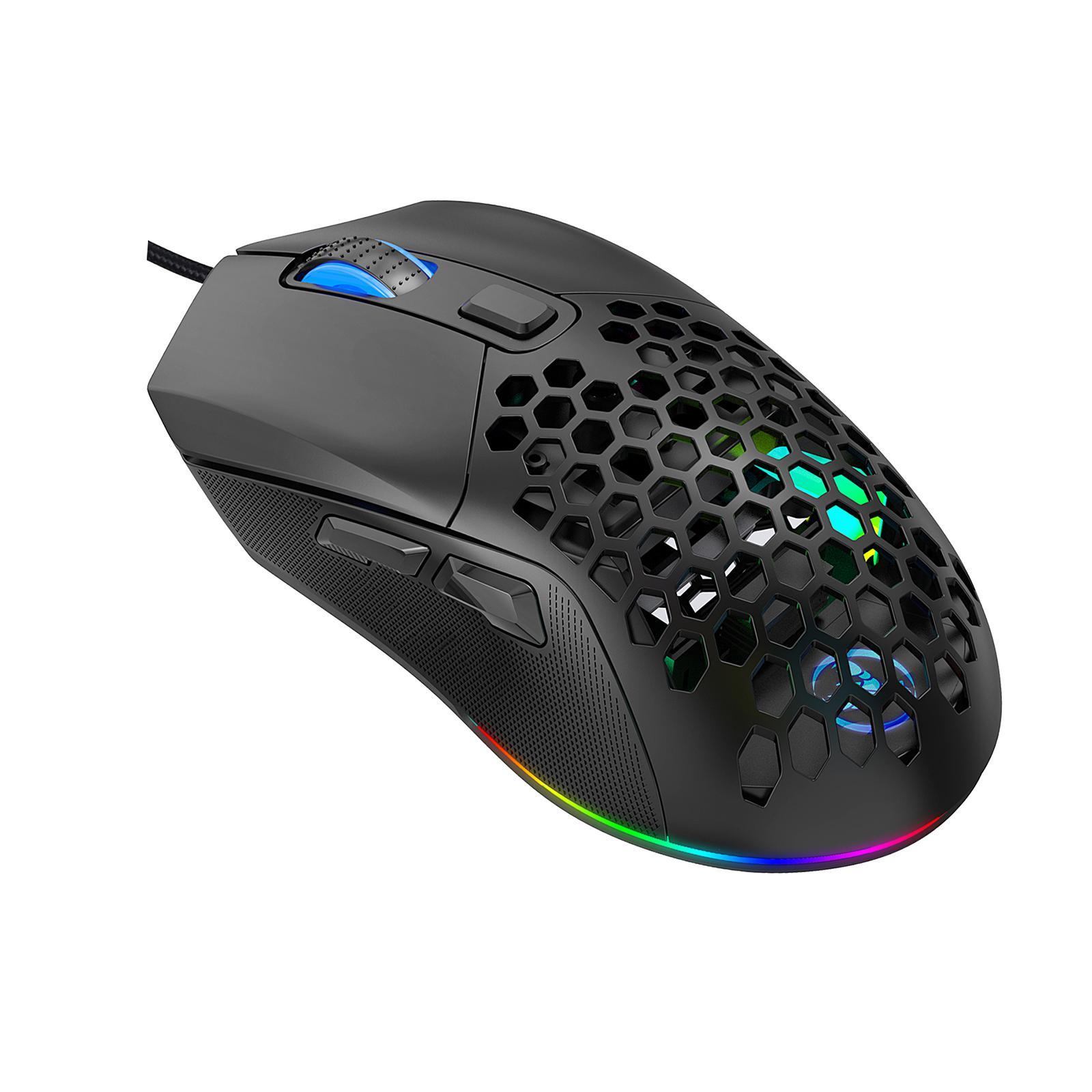 Wired Gaming Mouse Colorful LED Lights Ergonomic for Laptop