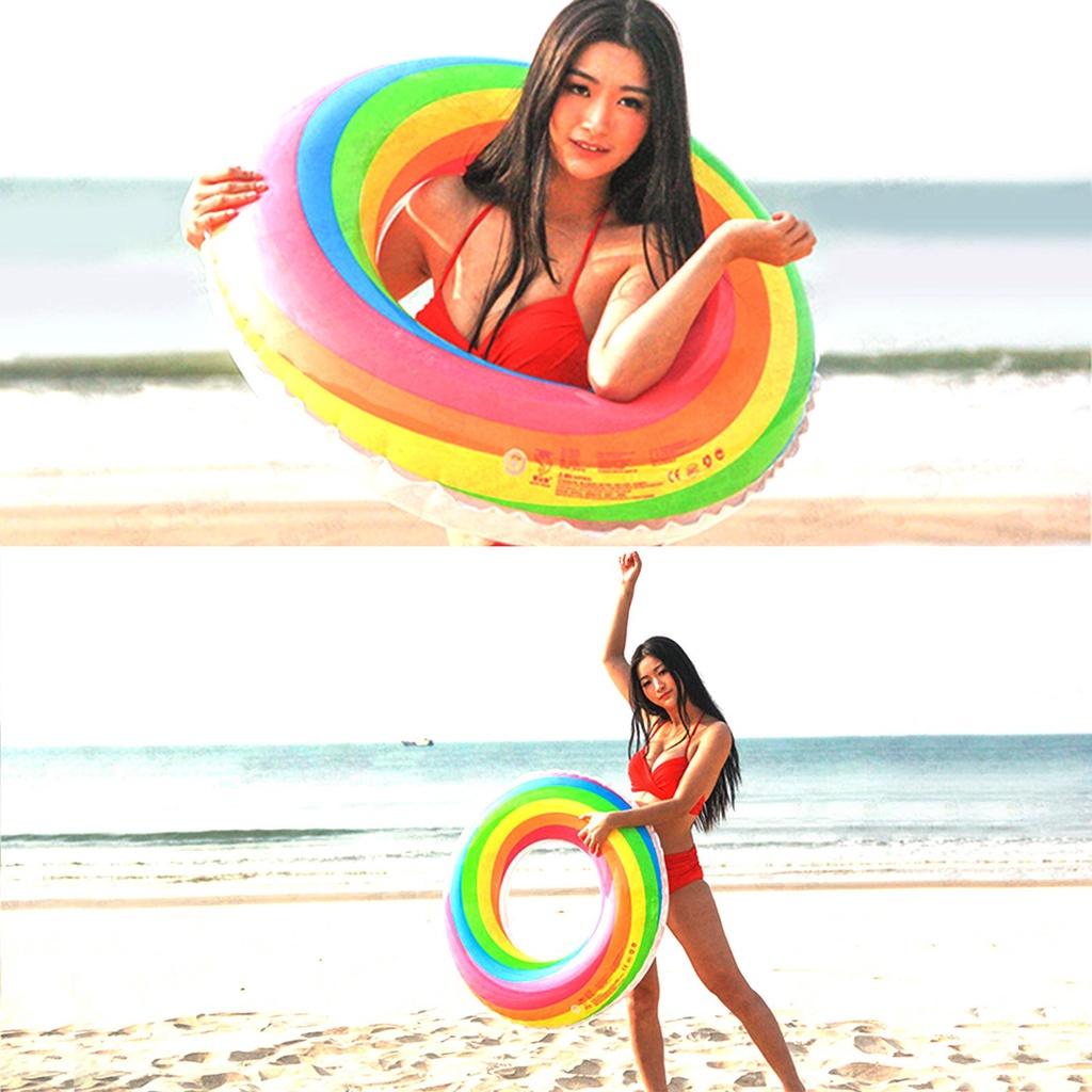 New Rainbow Inflatable Swimming Ring Swim Float Summer Beach Water Fun Pool Toys For Adults Children Kids S, M, L, XL