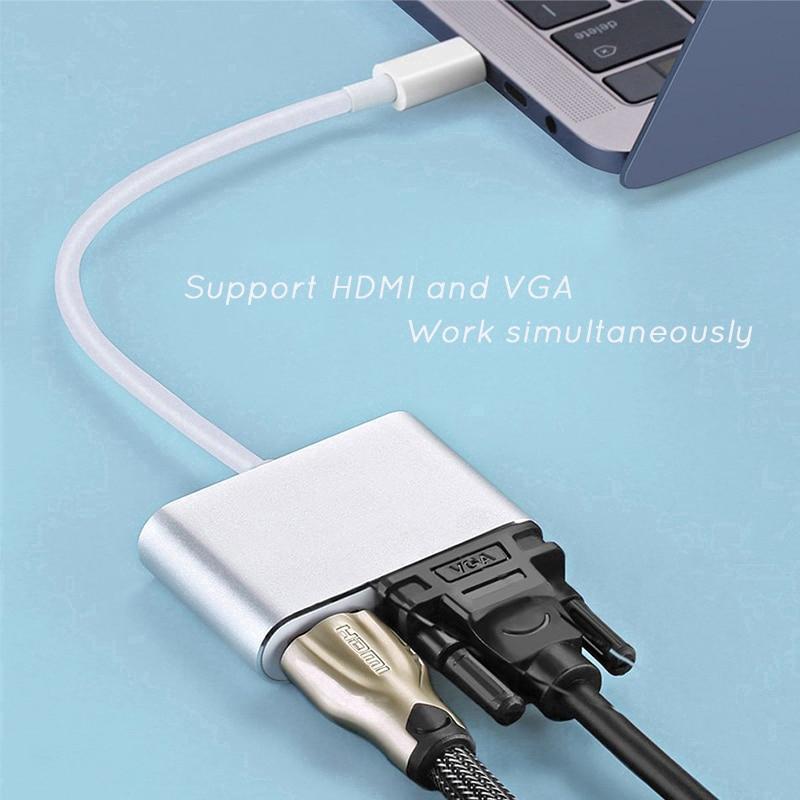 Cáp Chuyển Đổi Loại C Sang Vga Hdmi Hd 4k Cho laptop táo