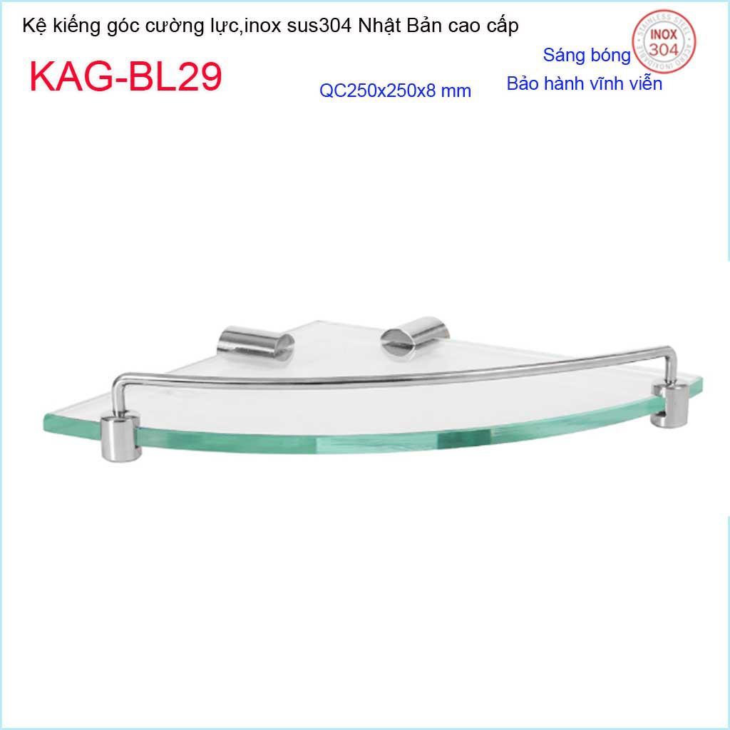 Kệ kính góc, Phụ kiện phòng tắm cao cấp Kace,Kệ kính cường lực inox 304 Nhật Bản KAG-BL29