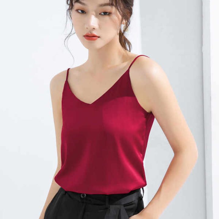 Áo Lụa 2 Dây New Design Kiểu Nữ Nhiều Size, Mặc Mát Trong Vest Blazer Dễ Thương, Chất Satin Trơn Bóng ,Mịn AO0008
