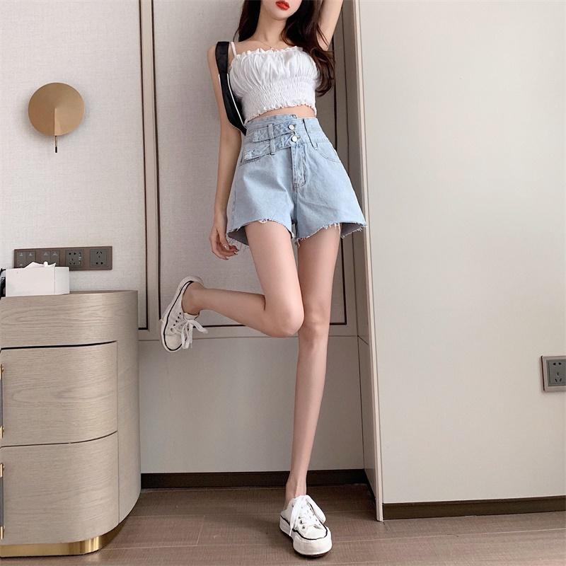 Quần sort chéo eo cao - Váy jean demi Size 4XL