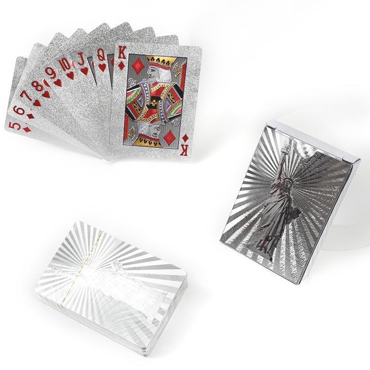 Hình ảnh Bài Tây Poker Mạ Nhũ BẠC Cao Cấp Phủ Si BẠC Hãng dododios – Bộ 54 Lá Bài Pocker Nhựa Dẻo Chống Thấm Nước Chống Gãy