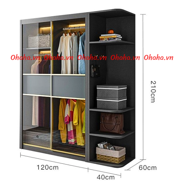 TỦ QUẦN ÁO CÁNH KÍNH OHAHA - TCK002