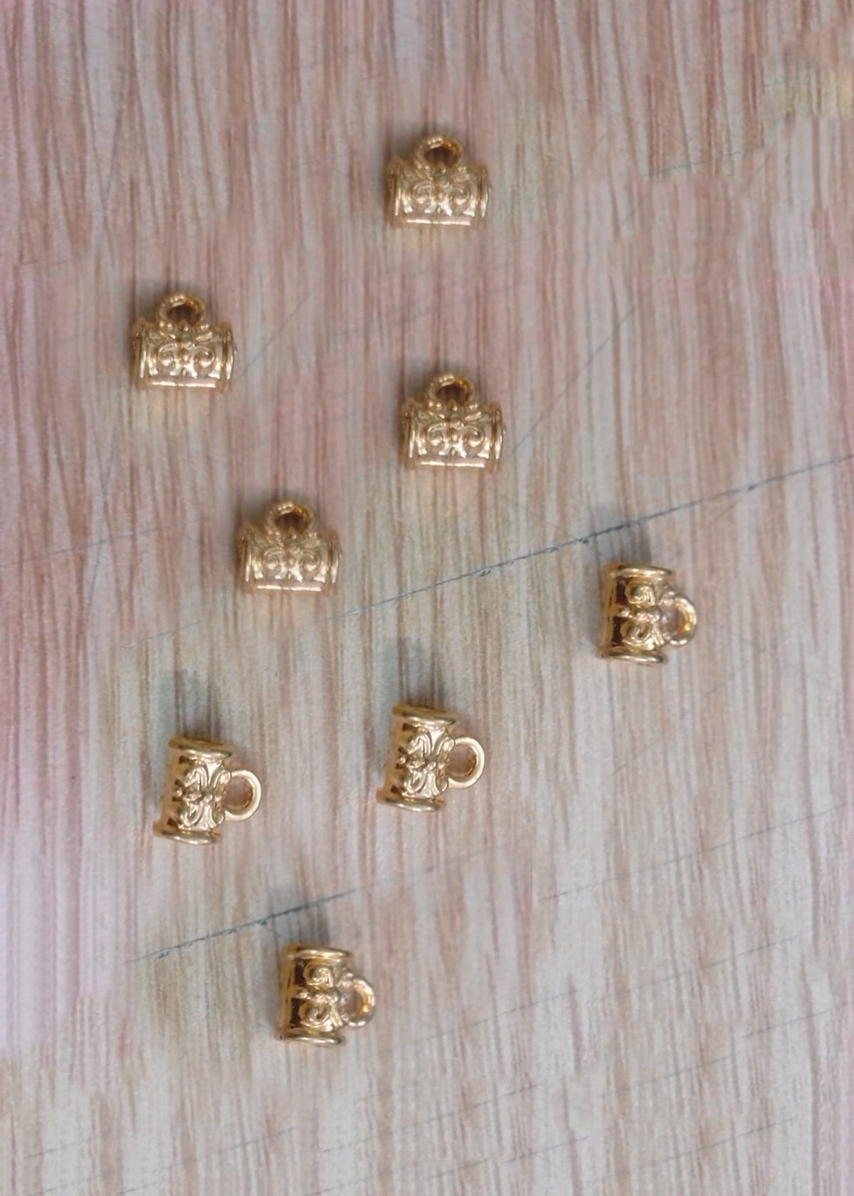 Combo 8 cái charm hợp kim ống trụ đốt trúc gắn charm treo mạ vàng  - Ngọc Quý Gemstones