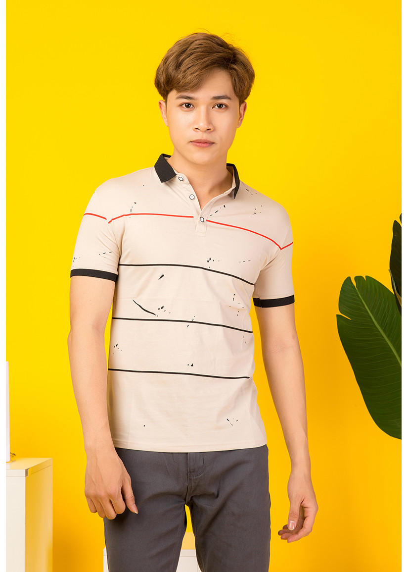 Áo Thun Cổ bẻ Titishop AT497 Kem