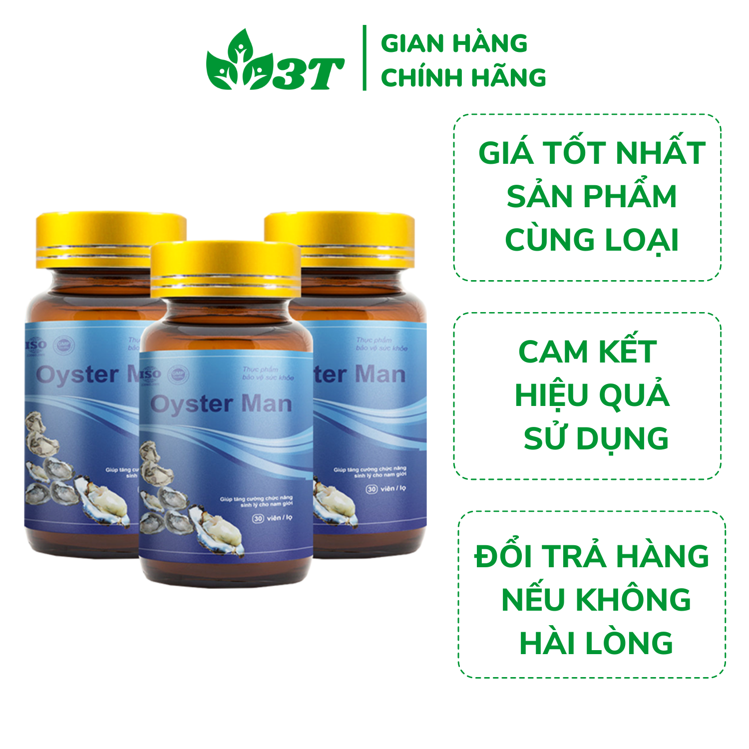 Combo 3 Tinh Chất Hàu Biển OYSTER MAN Tăng Cường Sinh Lý, Cải Thiện Xuất Tinh Sớm (3 Hộp x 30 Viên)