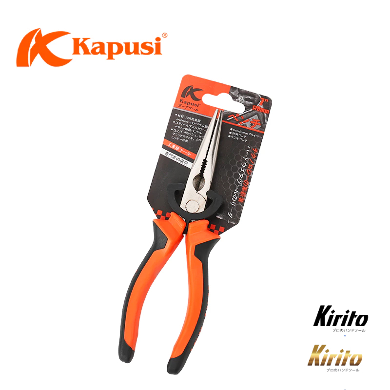 Kìm nhọn Kapusi Japan cỡ 7 inch chính hãng chất liệu thép CRV không gỉ siêu cứng siêu bền
