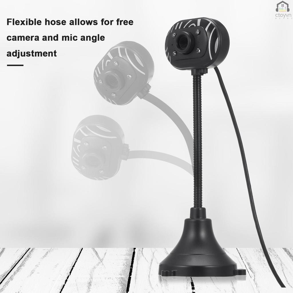 Webcam HD 480P USB 2.0 kèm mic 4 đèn LED cho laptop