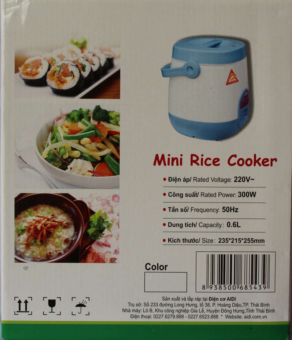 Nồi Cơm Điện Cặp Lồng Mini Thân Nhựa Aidi MR-SM 88N  - Màu Ngẫu Nhiên - Chính Hãng
