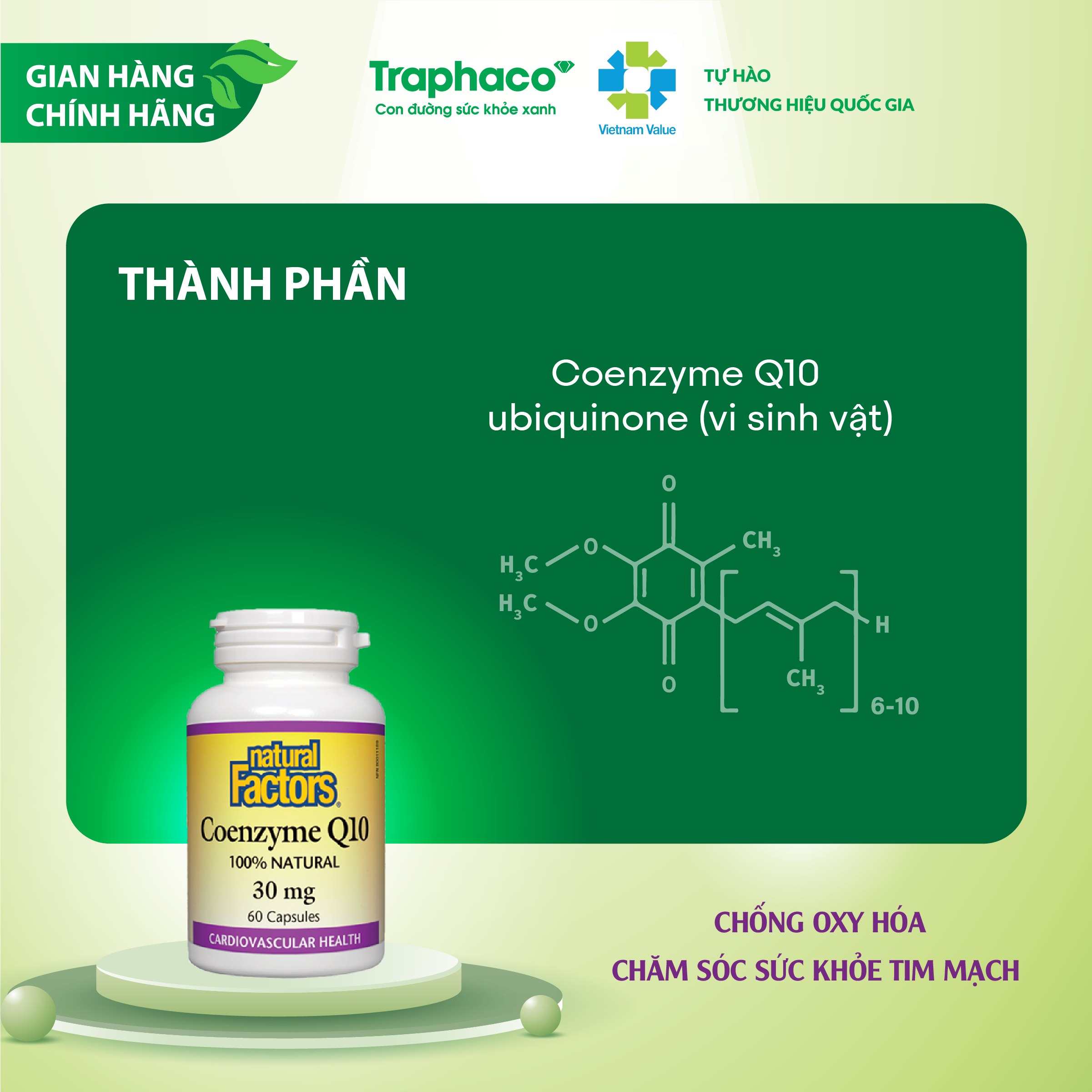 COENZYM Q10 - CHỐNG OXY HÓA - CHĂM SÓC SỨC KHỎE TIM MẠCH