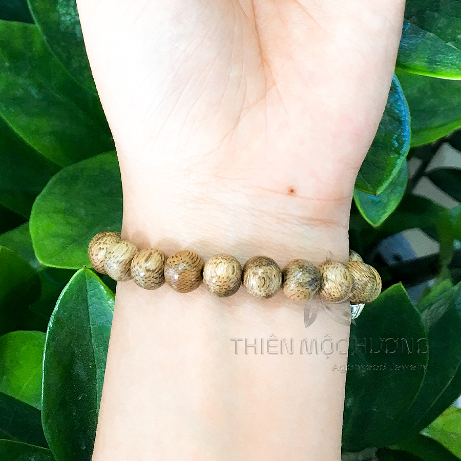 Vòng tay Trầm Hương tự nhiên Tròn Đơn - Thành công, giàu sang, thuận lợi - Trầm Tốc Lào - Thiên Mộc Hương