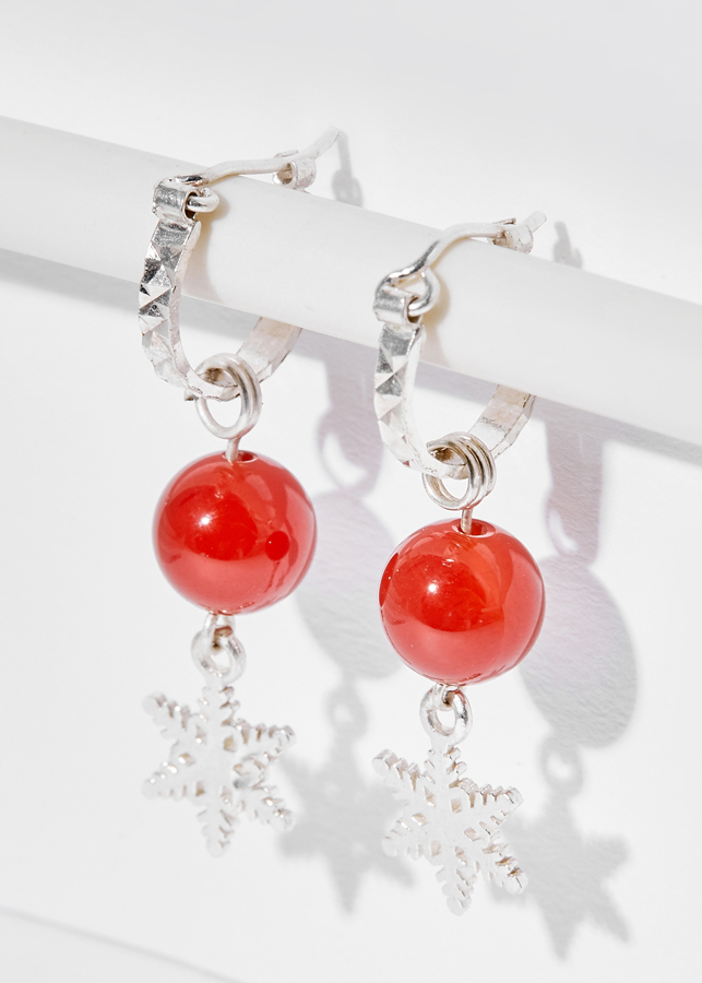 Bông Tai Hoa Tuyết Bạc Đính Đá Thiên Nhiên - Ngọc Quý Gemstones