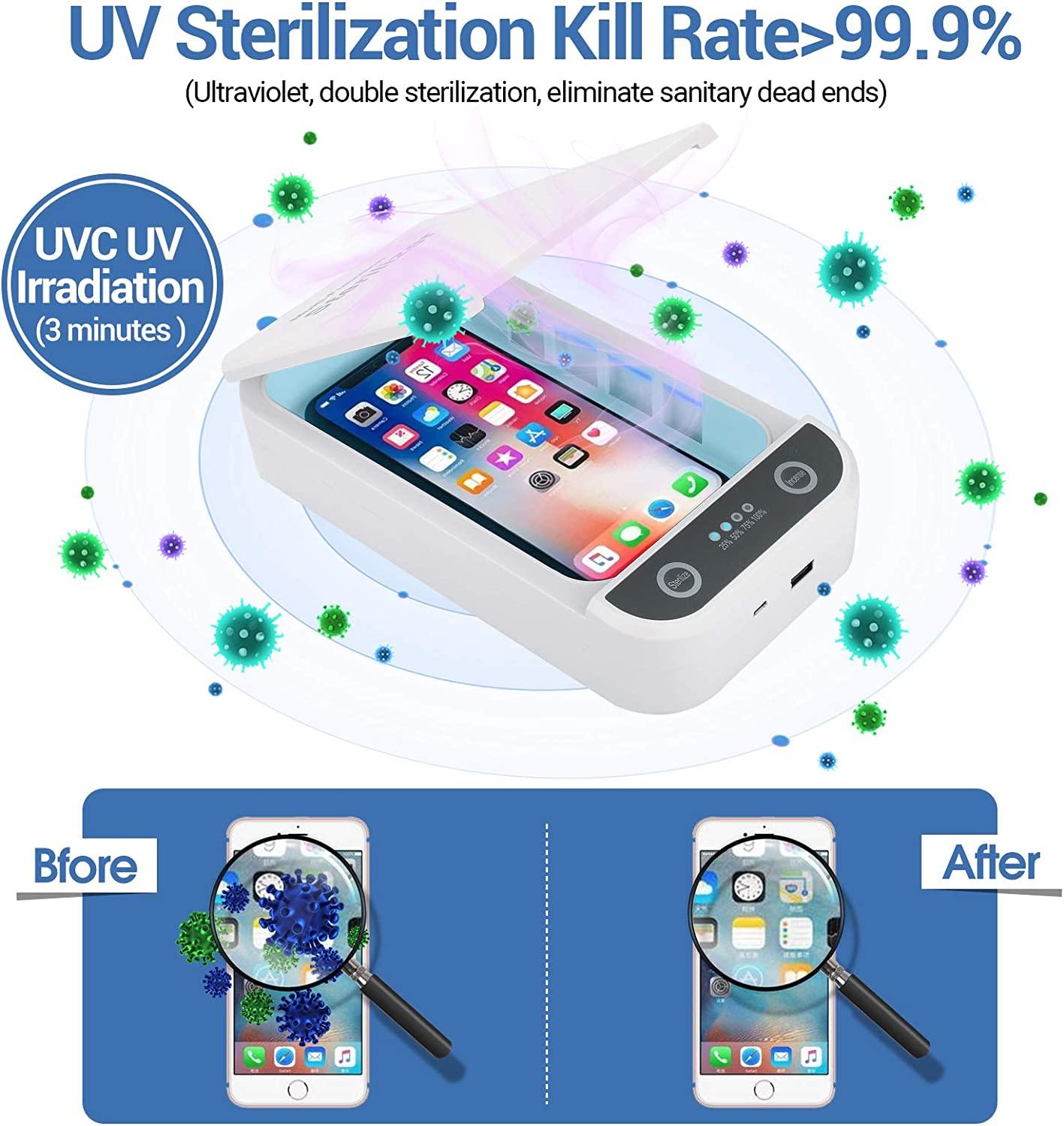 Máy khử trùng UV cho điện thoại di động, Máy khử trùng UV chuyên nghiệp có chức năng Aroomatheracco, UV Portable cho điện thoại thông minh 99,9% Hộp khử trùng cho chìa khóa, trang sức