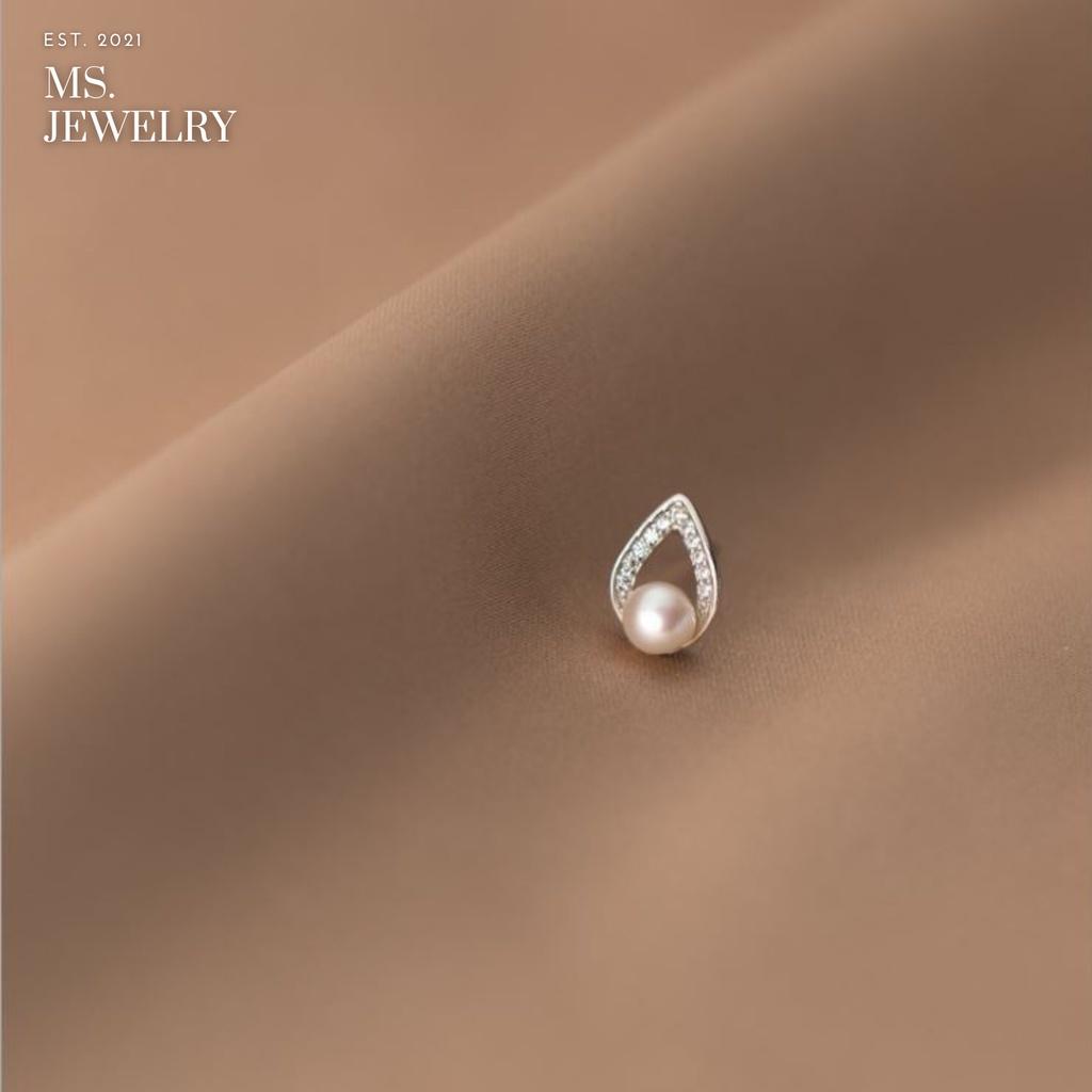 Khuyên Tai Bạc S925 Ngọc Pearl Đính Đá Sang Trọng