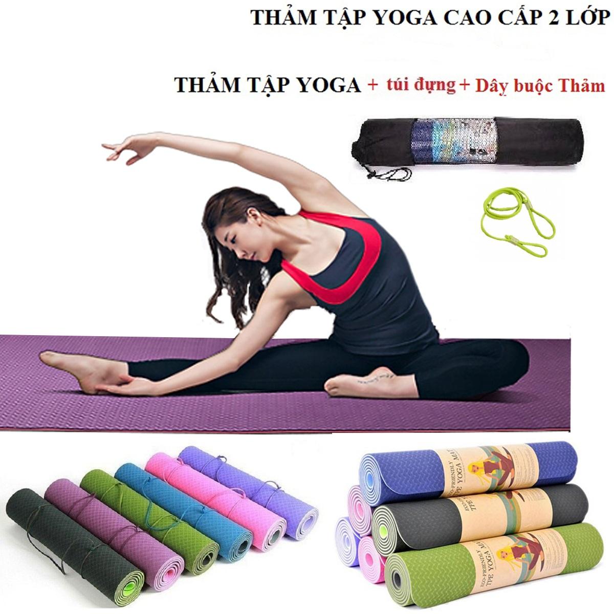 Thảm Tập YoGa 6mm 2 lớp + Bao Thảm Tập Yoga