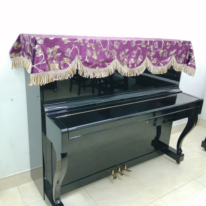 KHĂN PHỦ ĐÀN PIANO CƠ TÍM LÁ ÁNH KIM SANG TRỌNG