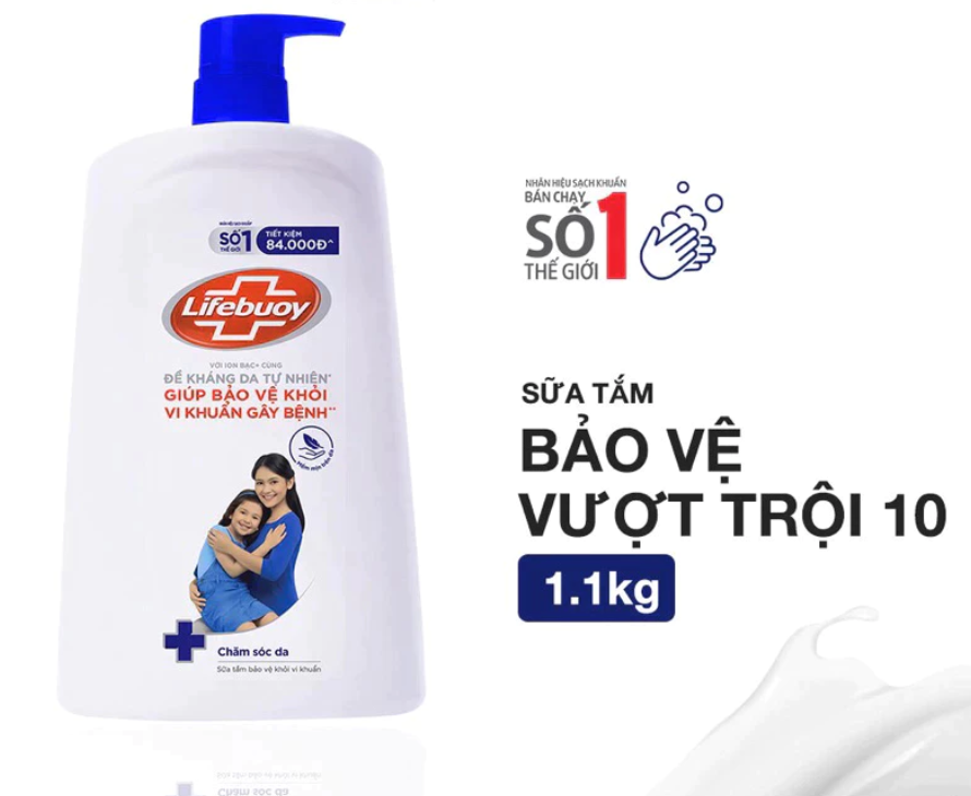 LIFEBUOY Sữa Tắm Chăm Sóc Da (Xanh Đậm) chai 1.1Kg