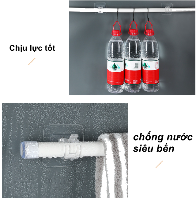 Móc dán tường tiện lợi đỡ thanh treo dễ dàng lắp ráp