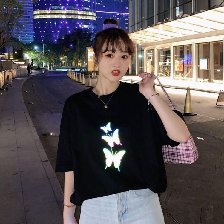 Áo thun Phản Quang 7 Màu Tay Lỡ Unisex Nam Nữ Bướm 1