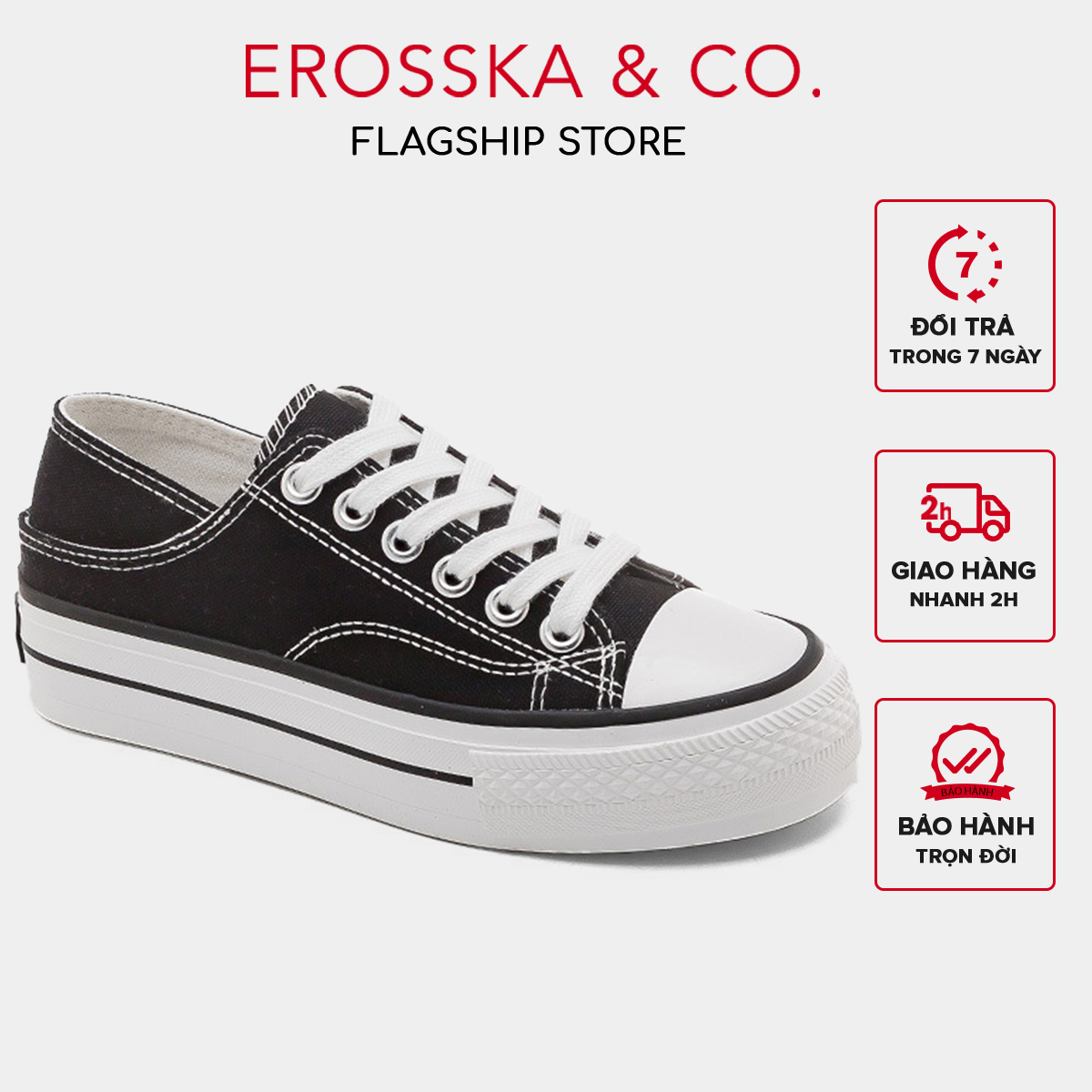 Erosska - Giày sneaker đế dày đi học phong cách basic thoải mái - GS013