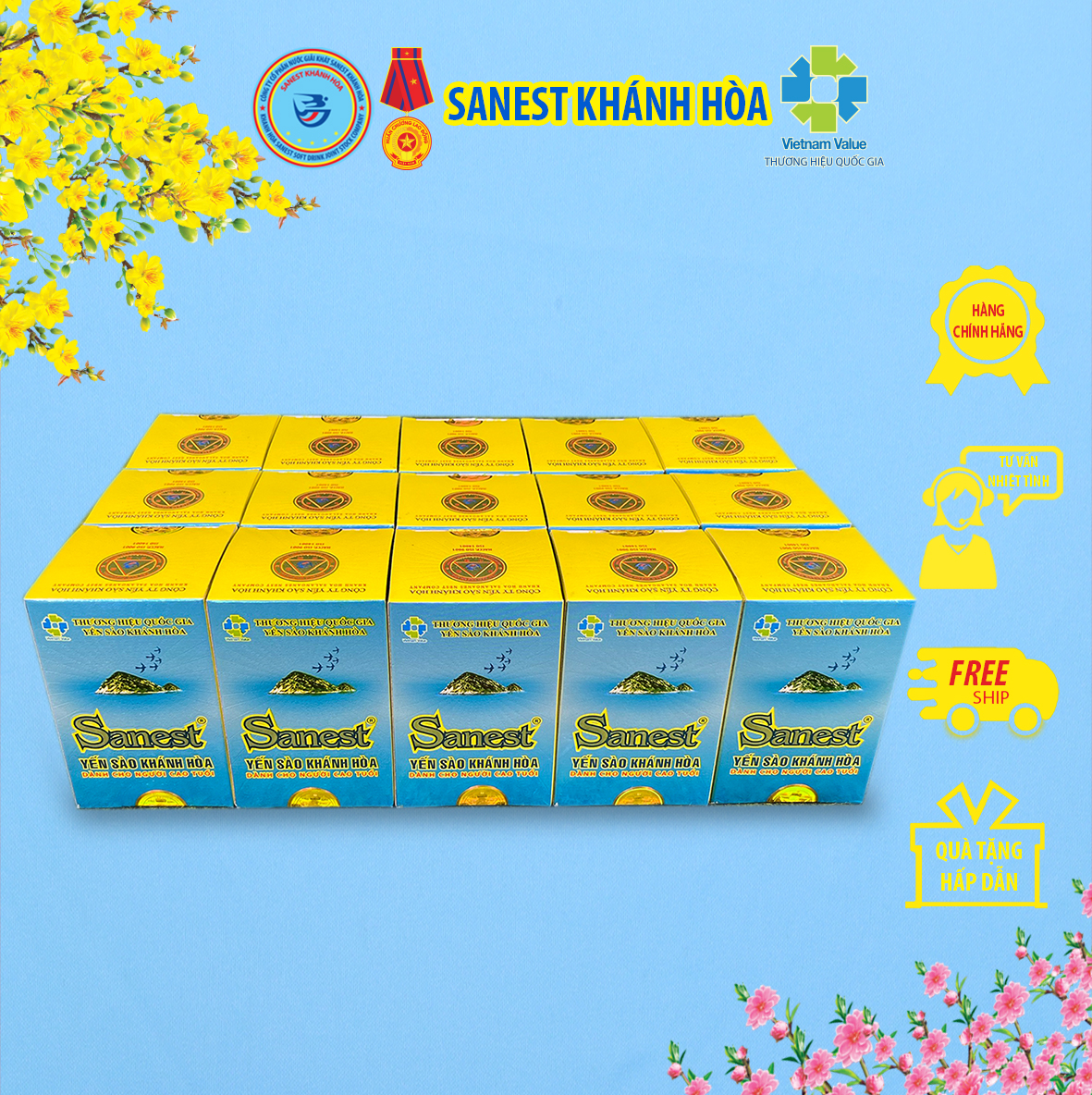 Nước Yến sào Khánh Hòa Sanest dành cho người cao tuổi có đường đóng lọ 70 ml