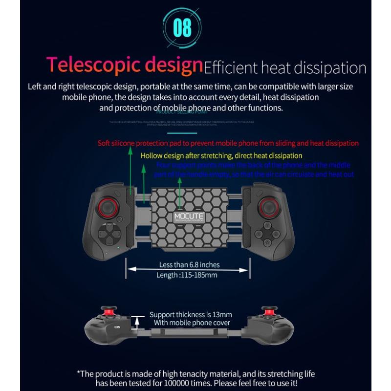 Tay Cầm Chơi Game Bluetooth MOCUTE 060 Dành Cho Điện Thoại Android IOS 13.4  PC Hỗ Trợ MFi Chơi Game Pubg ff Cần Điều Khiển Kính Thiên Văn Thông Minh- Hàng Chính Hãng