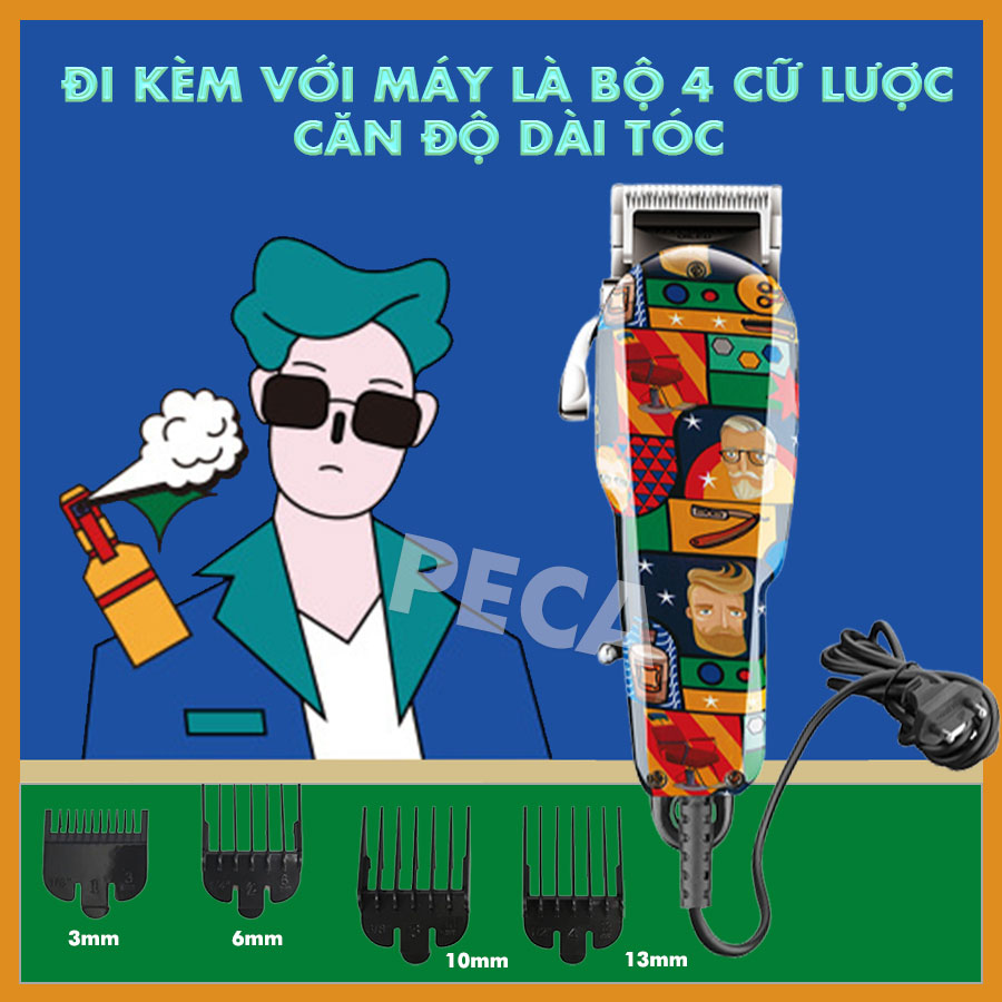 Tông đơ cắt tóc cắm điện trực tiếp KEMEI KM-MAX 2093 chuyên nghiệp công suất mạnh 10W - Hàng chính hãng