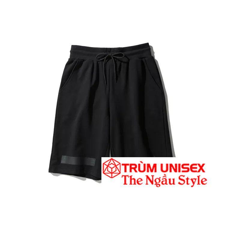 Quần nam ngắn hàn quốc đẹp trùm unisex off crazy màu đen chất liệu thun Đi chơi Mặc Ngủ Ngắn Ngang Đùi