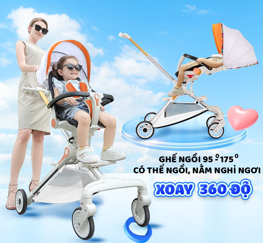 Xe đẩy Chilux M06 - Xe đẩy gấp gọn cho bé cao cấp, 2 chiều 3 tư thế, hệ thống giảm sốc giúp di chuyển êm ái