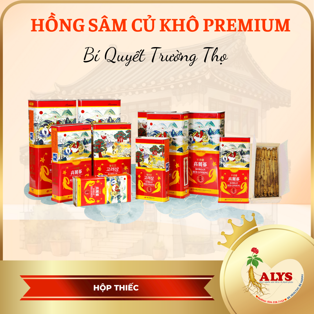 Hồng Sâm Củ Khô Hàn Quốc Premium Hộp 600g (21-40 củ) Daedong