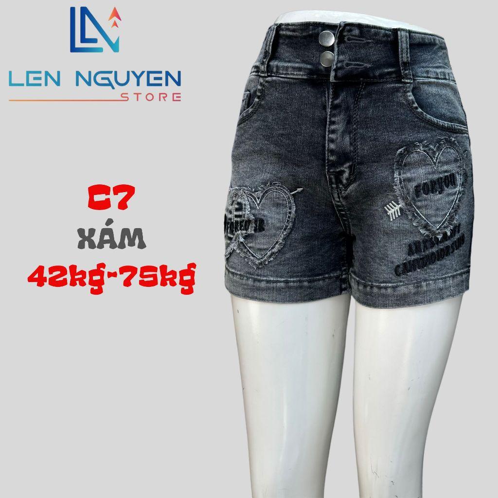 C7_Quần jean nữ, đùi, lưng cao, quần bò nữ dáng ôm, quần rin nữ có big size, cho 42kg đến 75kg,LEN NGUYEN STORE - Xám