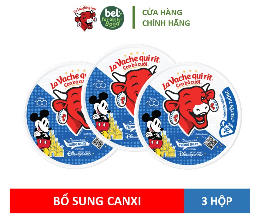 Phô mai Con Bò Cười Vị Truyền Thống 16 miếng La Vache qui rit - COMBO 3 hộp bổ sung Canxi