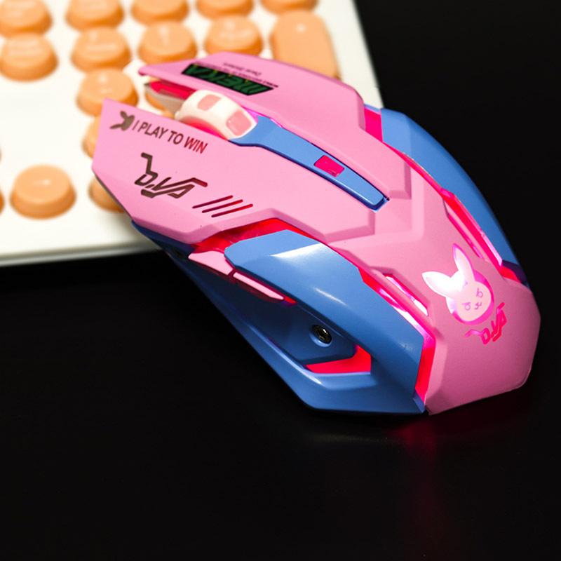 USB Chuột Chơi Game Không Dây Hồng Máy Tính Chuyên Nghiệp Thể Thao Điện Tử Chuột 2400DPI Nhiều Màu Sắc Backlit Silent Chuột Lol Dữ Liệu laptop