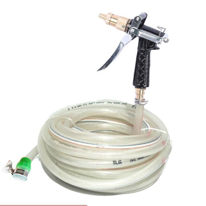 Bộ dây và vòi xịt tăng áp lực nước 300% rửa xe tưới cây 236498 - dây trắng TL