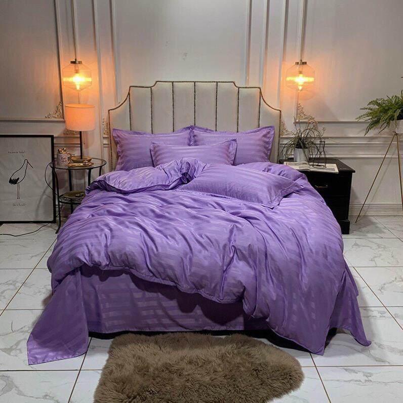 Bộ chăn ga gối Cotton 3F kẻ sọc khách sạn