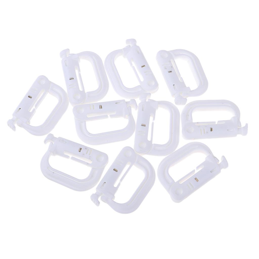 10pcs D-   Locking webbing buckle carabiner Climbing hook White