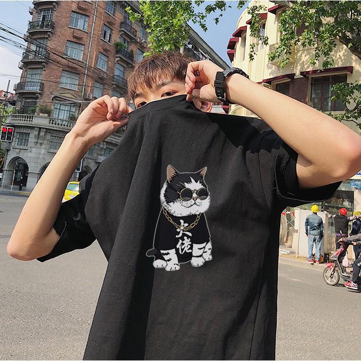 FreeShip Đơn 50K ️Siêu Phẩm️ Áo thun nam nữ unisex tay lỡ in hình ông trùm mèo đẹp vải dày mịn