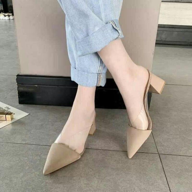 Giày sục guốc vuông 3cm siêu xinh tôn dáng size 38