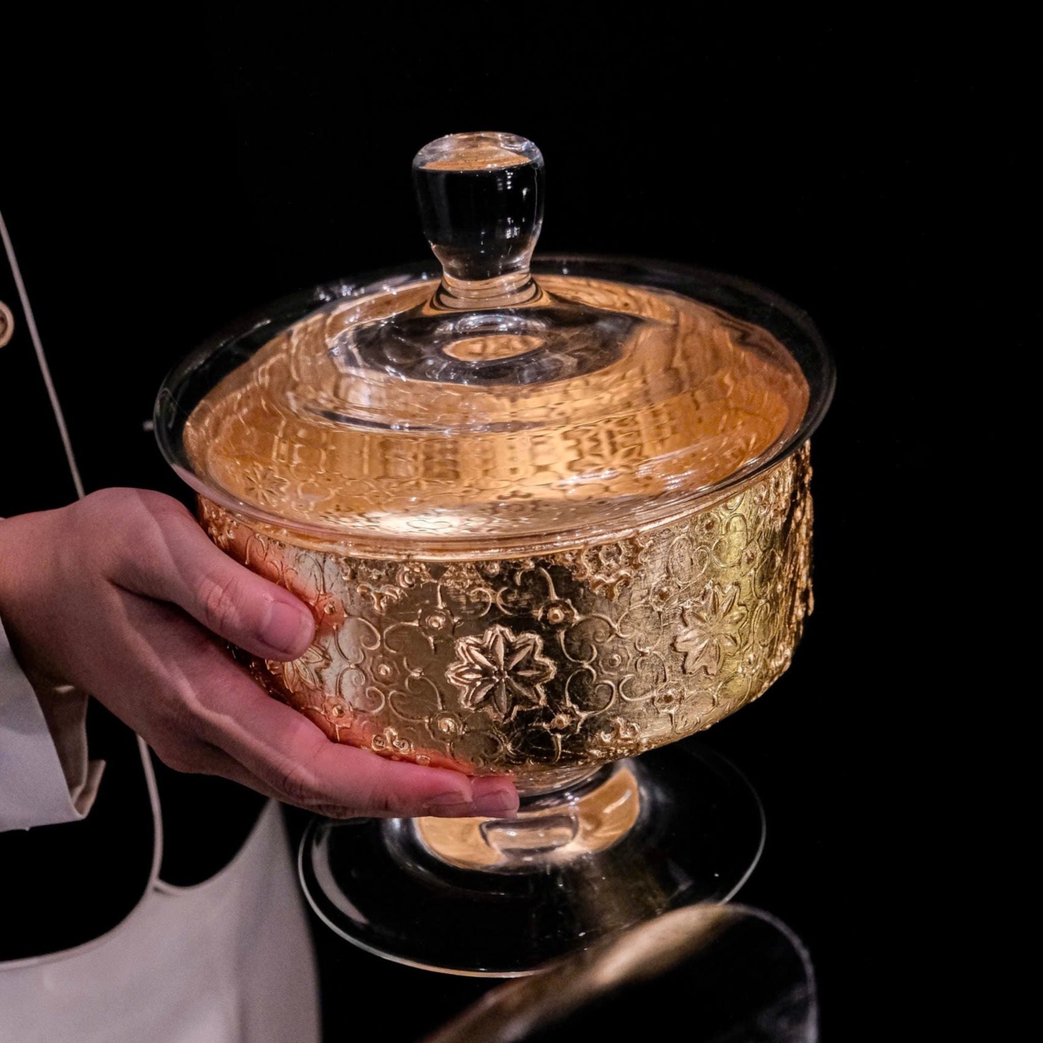 Hũ kẹo IVV Arabesque Gold Leaf 20cm hàng chính hãng