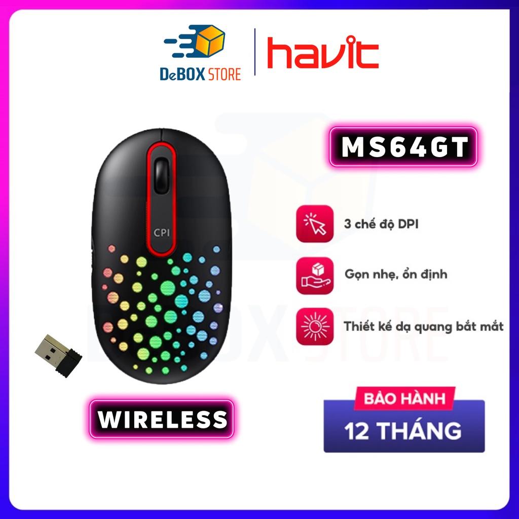 Chuột Không Dây HAVIT MS64GT, Tích Hợp 3 Chế Độ DPI, Thiết Kế Công Thái Học Nhiều Màu Sắc - Hàng Chính Hãng