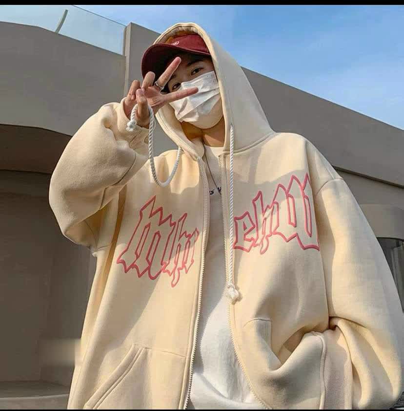Áo khoác nỉ form rộng in chữ nỗi khóa kéo zip nón 2 lớp chất nỉ bông dày dặn dưới 70kg, ÁO HOODIE - ÁO KHOÁC NAM NỮ NỈ NGOẠI Dây full zip HOOIDE MỚI HỌA TIẾT IN CHỮ DỄ THƯƠNG