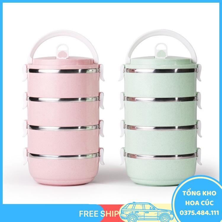 Cà Mèn, Hộp Đựng Cơm Lúa Mạch 4 Tầng Dung Tích 2.8L Siêu To  - Vận Chuyển Miễn Phí Toàn Quốc