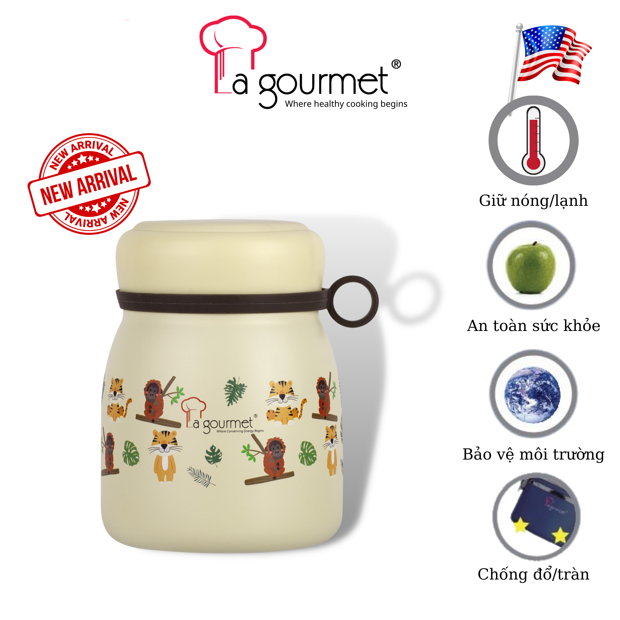 Bình đựng cháo giữ nhiệt La gourmet Save The Planet 800ml - 375933 (phủ sơn tĩnh điện, bảo hành 5 năm)