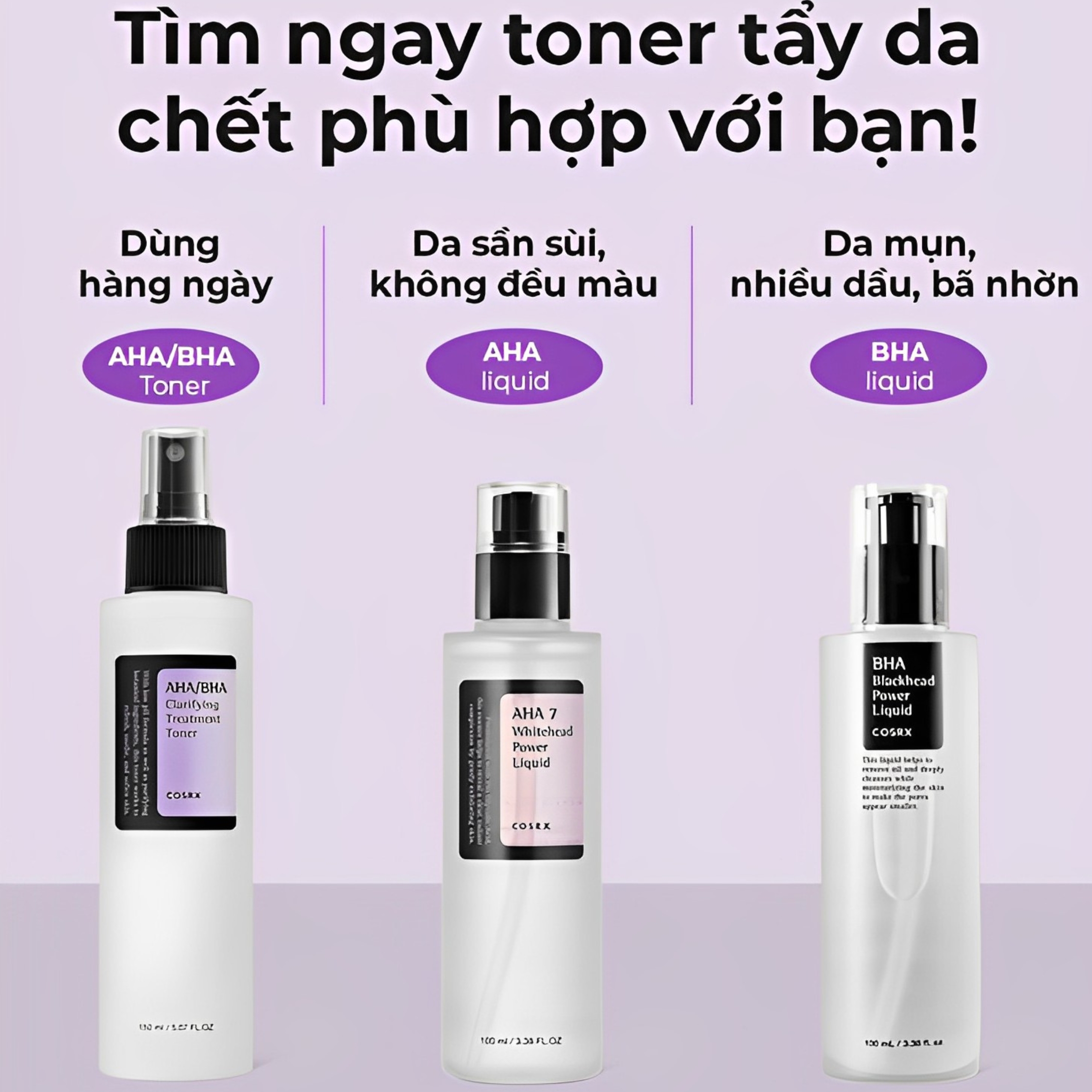 Toner Nước Hoa Hồng Cosrx AHA BHA Tẩy Tế Bào Chết Làm Sáng Cân Bằng Da Giảm Mụn 50ml/100ml/150ml