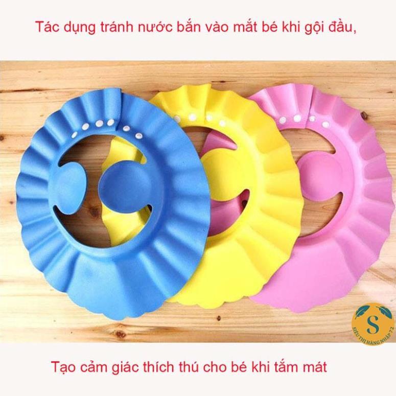 Mũ gội đầu chắn nước em bé che tai chống cay mắt thông minh Đồ dùng cho trẻ